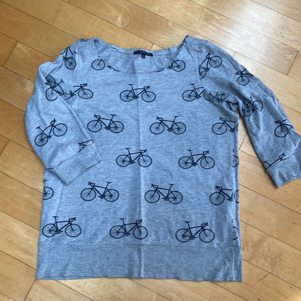 M, Grey thin sweatshirt with bikes on. 3/4 length sleeves